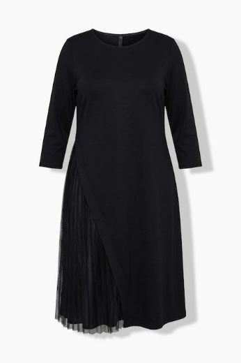 Moda za polnejše Haljina midi 3/4 rukava s plisiranim detaljem plus velikost, xxl, Ulla Popken in Johann Popken (JP1880)
