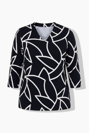 Moda za polnejše Majica 3/4 rukava V ovratnika plus velikost, xxl, Ulla Popken in Johann Popken (JP1880)