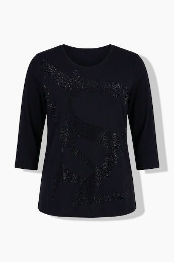 Moda za polnejše Majica 3/4 rukava s ukrasnim kamenčićima plus velikost, xxl, Ulla Popken in Johann Popken (JP1880)