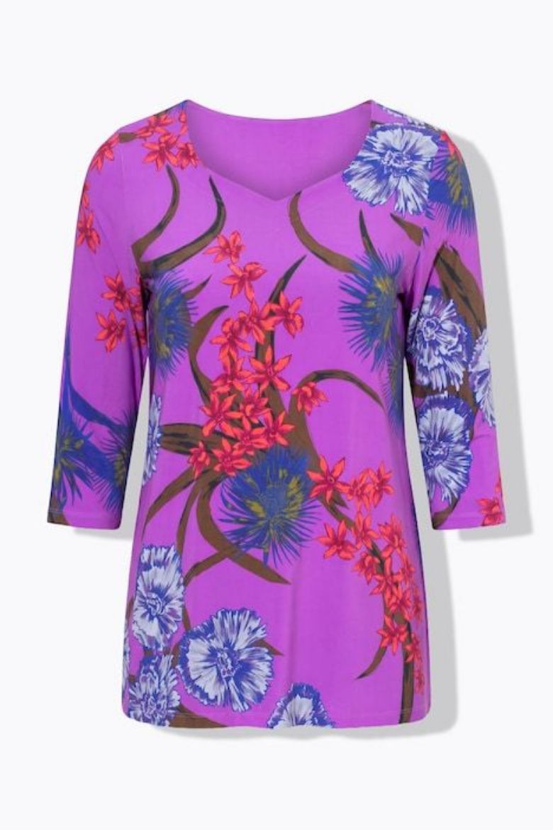 Moda za polnejše Majica 3/4 rukava cvjetnog uzorka plus velikost, xxl, Ulla Popken in Johann Popken (JP1880)