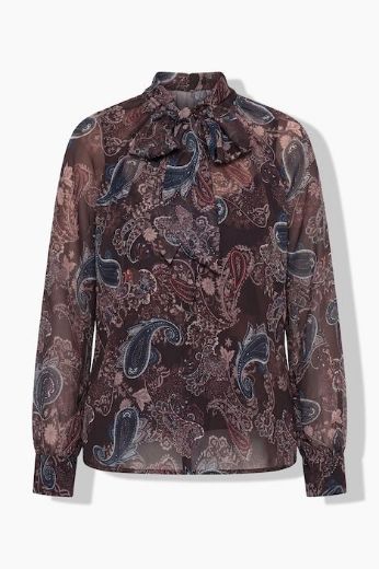 Moda za polnejše Bluza dugih rukava od šifona s mašnom plus velikost, xxl, Ulla Popken in Johann Popken (JP1880)
