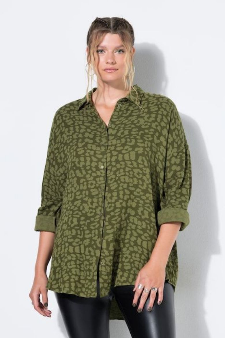 Moda za polnejše Košulja dugih rukava od muslina leopard uzorka plus velikost, xxl, Ulla Popken in Johann Popken (JP1880)