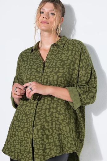 Moda za polnejše Košulja dugih rukava od muslina leopard uzorka plus velikost, xxl, Ulla Popken in Johann Popken (JP1880)