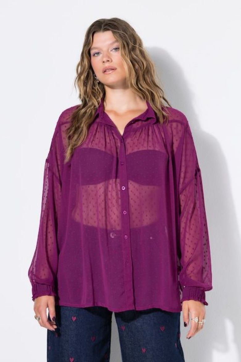 Moda za polnejše Bluza dugih rukava od prozirnog šifona plus velikost, xxl, Ulla Popken in Johann Popken (JP1880)