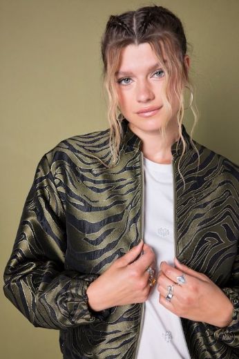 Moda za polnejše Jakna lagana s patentnim zatvaračem zebra uzorka plus velikost, xxl, Ulla Popken in Johann Popken (JP1880)