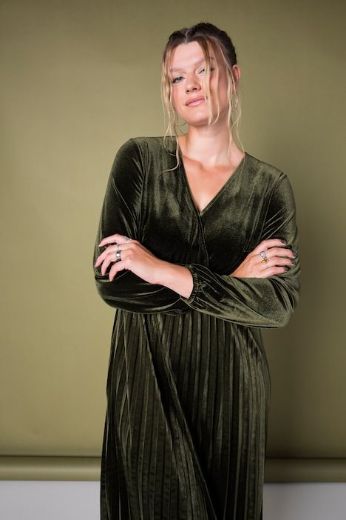 Moda za polnejše Haljina midi dugih rukava baršunasta s plisiranom suknjom plus velikost, xxl, Ulla Popken in Johann Popken (JP1880)