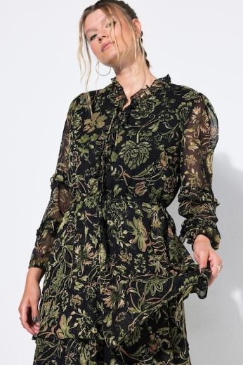 Moda za polnejše Haljina dugih rukava od šifona s volanima plus velikost, xxl, Ulla Popken in Johann Popken (JP1880)