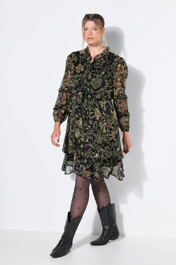 Moda za polnejše Haljina dugih rukava od šifona s volanima plus velikost, xxl, Ulla Popken in Johann Popken (JP1880)