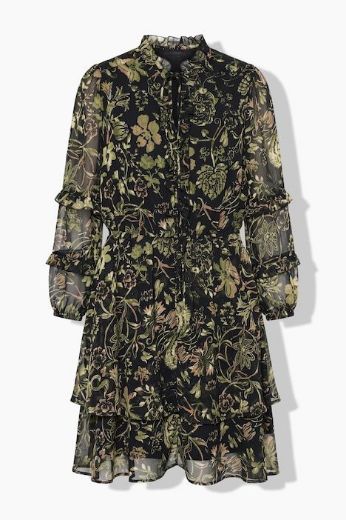 Moda za polnejše Haljina dugih rukava od šifona s volanima plus velikost, xxl, Ulla Popken in Johann Popken (JP1880)