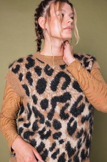Moda za polnejše Pulover bez rukava leopard uzorka plus velikost, xxl, Ulla Popken in Johann Popken (JP1880)