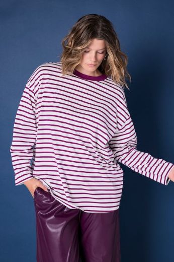 Moda za polnejše Majica dugih rukava šireg kroja na pruge plus velikost, xxl, Ulla Popken in Johann Popken (JP1880)