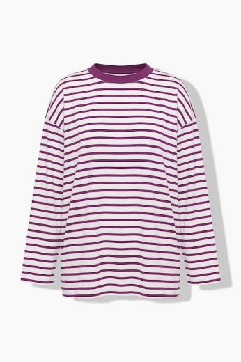 Moda za polnejše Majica dugih rukava šireg kroja na pruge plus velikost, xxl, Ulla Popken in Johann Popken (JP1880)